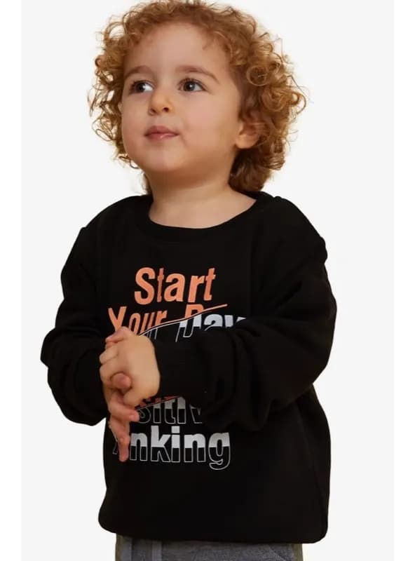 Breeze Erkek Çocuk Baskılı Bisiklet Yaka Sweatshirt